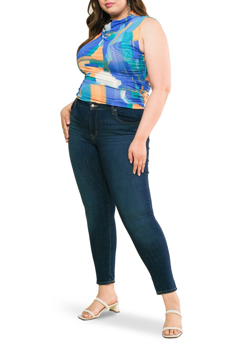 Power Mesh Top, Alternate, color, BLUE ORANGE