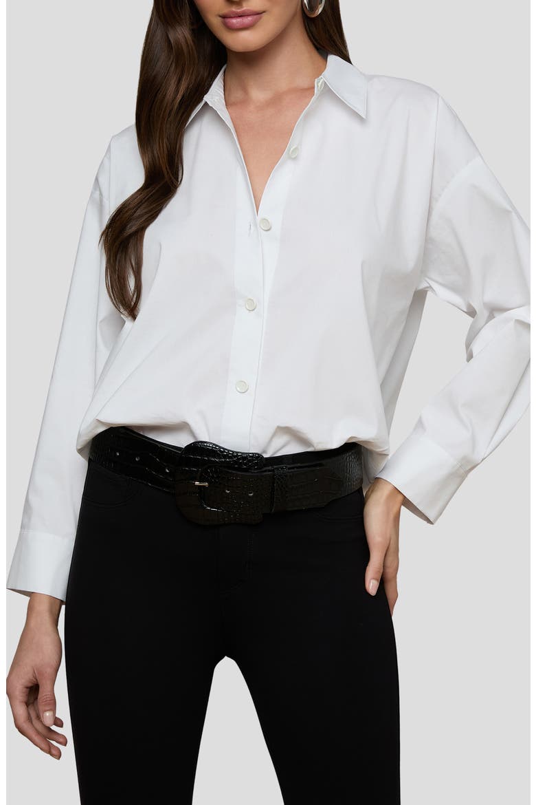 Rylie Relaxed Fit Organic Cotton Blend Button-Up Shirt, Main, color, WHITE