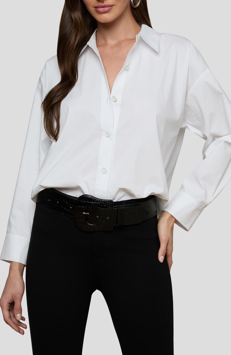 L'AGENCE Rylie Relaxed Fit Organic Cotton Blend Button-Up Shirt, Main, color, White