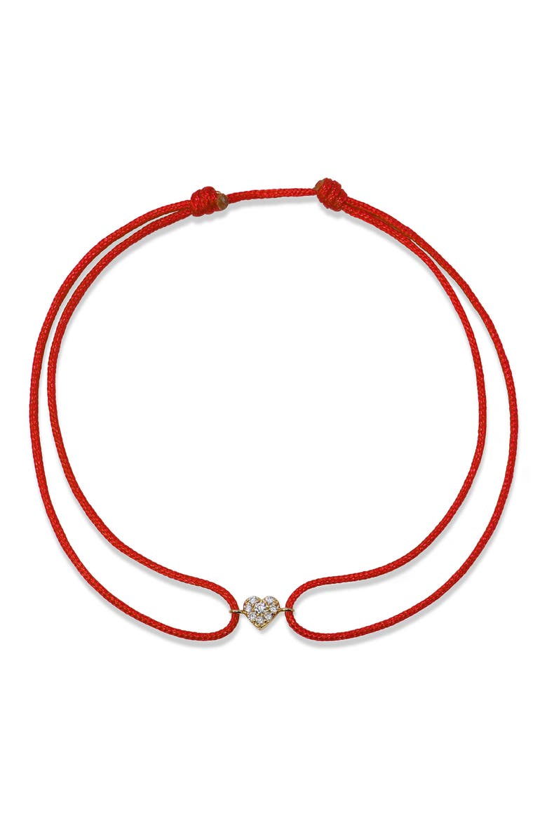Jac + Jo Mini Icon Pavé Heart Charm Bracelet, Main, color, RED