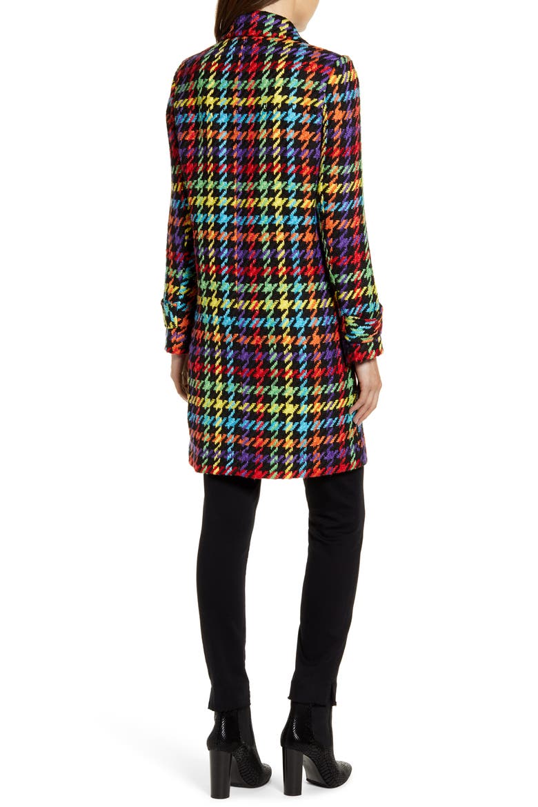 Double Breasted Pop Plaid Reefer Coat, Alternate, color, BLK POP PLAID