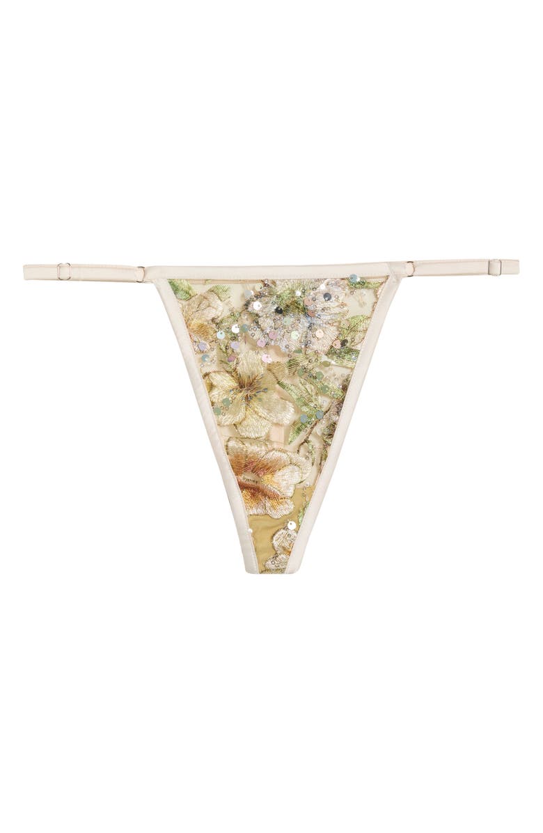 KILO BRAVA Floral Embroidered G-String, Alternate, color, Champagne Sparkle