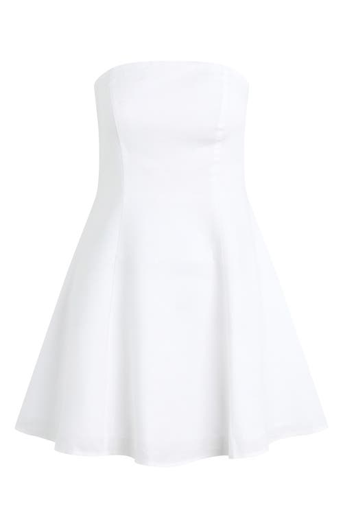 Shop Favorite Daughter The Favorite Strapless Flare Linen Minidress In Bright White