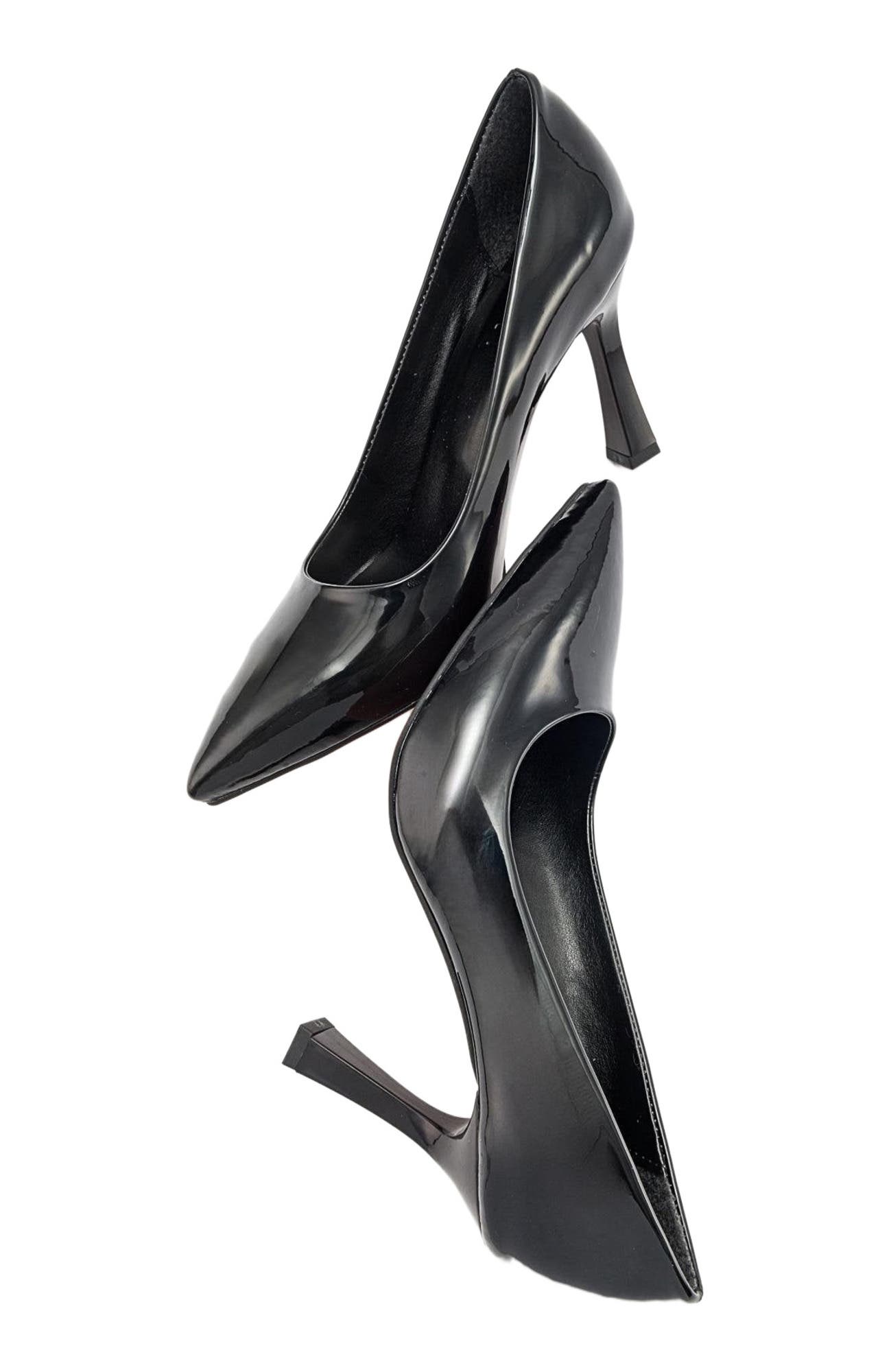 Forest Pointed Toe Pump, Alternate, color, Black Patent Faux Leather