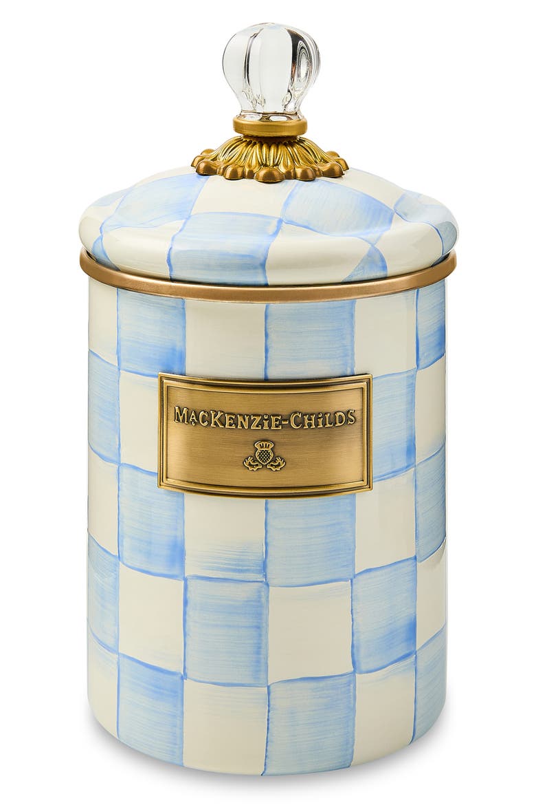 Sky Check Medium Enameled Steel Canister, Main, color, SKY CHECK
