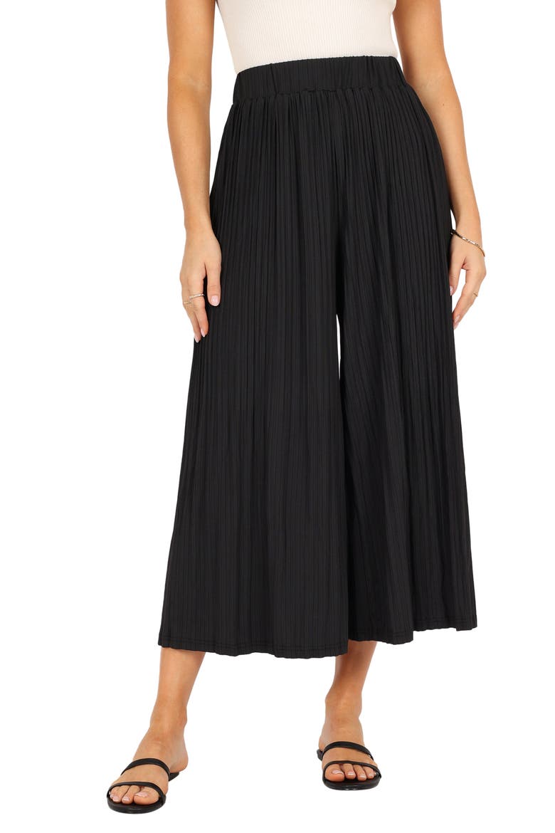 Cher High Waist Pleat Wide Leg Pants, Main, color, BLACK