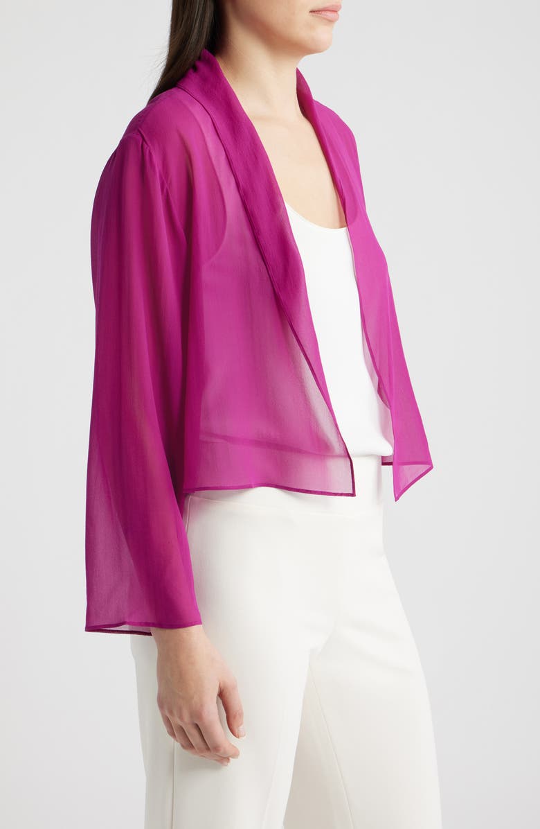 Eileen Fisher Open Front Silk Jacket, Alternate, color, Berry Bloom