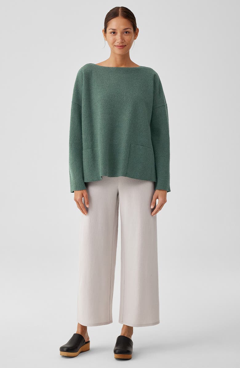 Eileen Fisher Patch Pocket Boiled Wool Sweater, Alternate, color, 