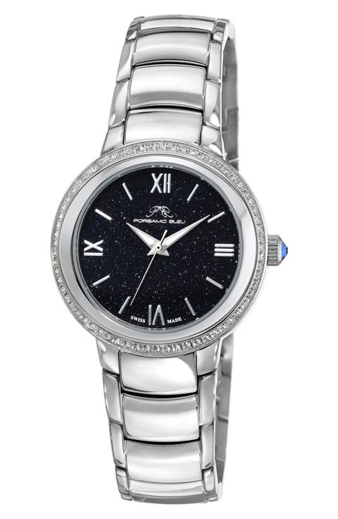 Luna White Topaz Bracelet Watch, 34mm