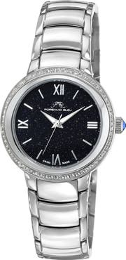 PORSAMO BLEU Luna White Topaz Bracelet Watch, 34mm