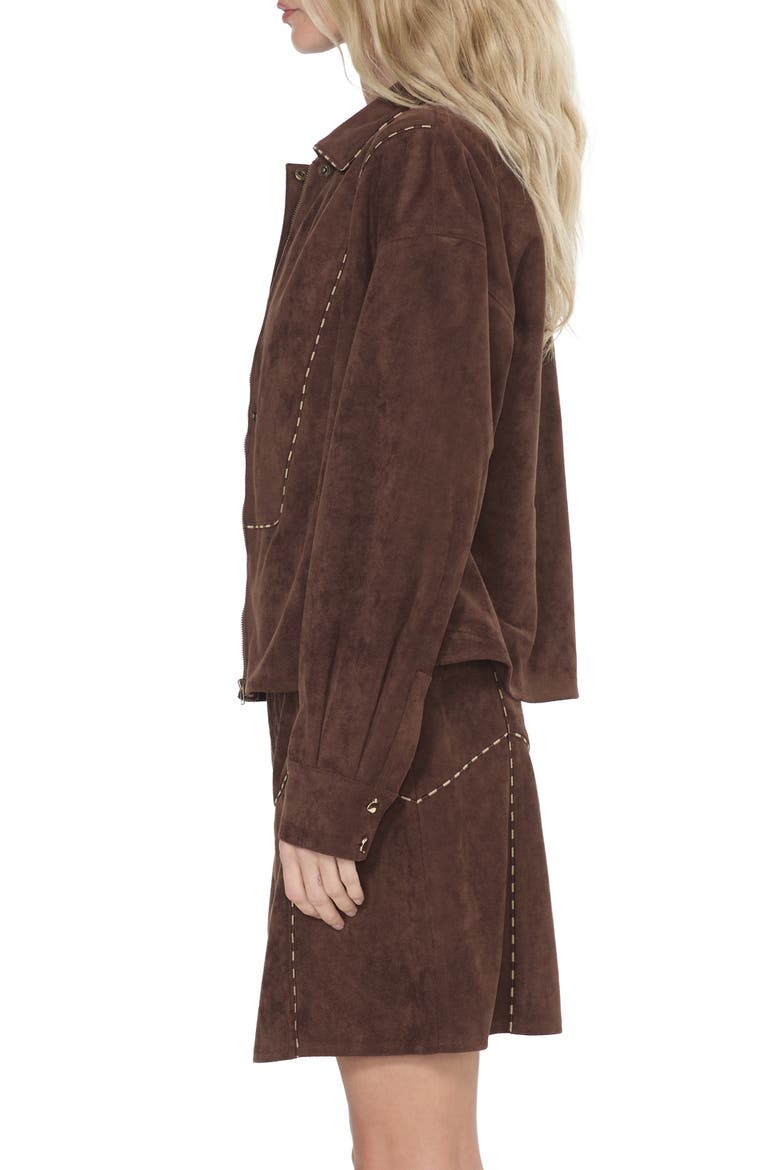 Avyanna Faux Suede Jacket, Alternate, color, FUDGE BROWN