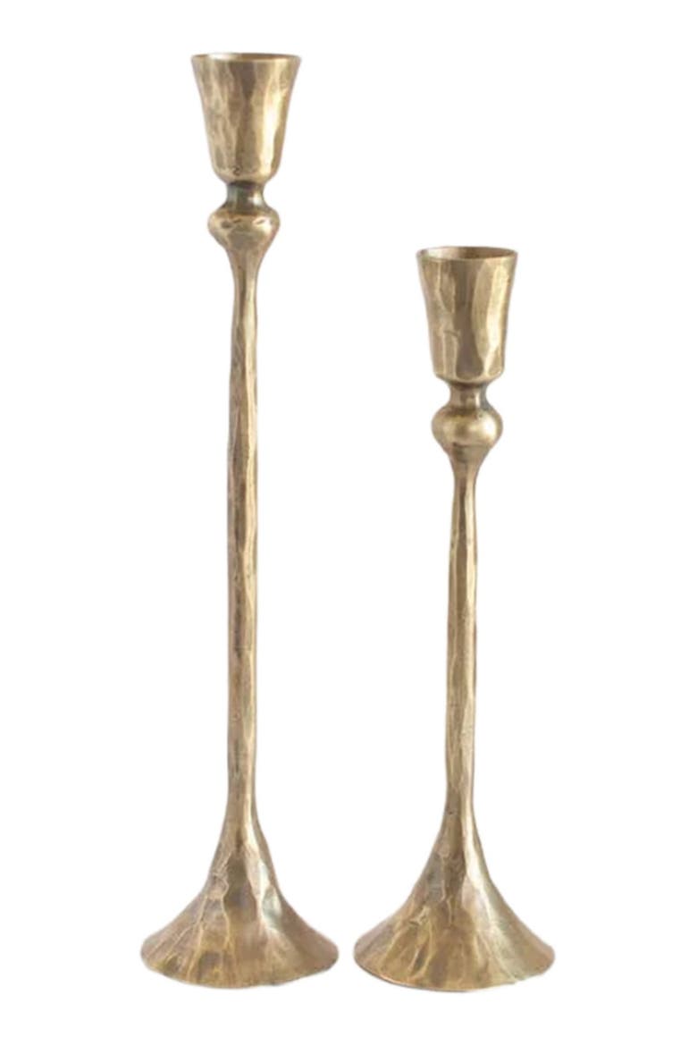 Gemini Hand-Forged Iron Candle Stands - Set of 2, Alternate, color, Brass
