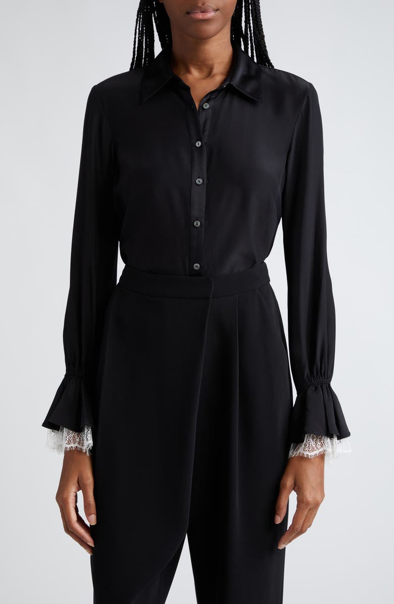 Cinq à Sept Roxie Lace Silk Shirt, Main, color,