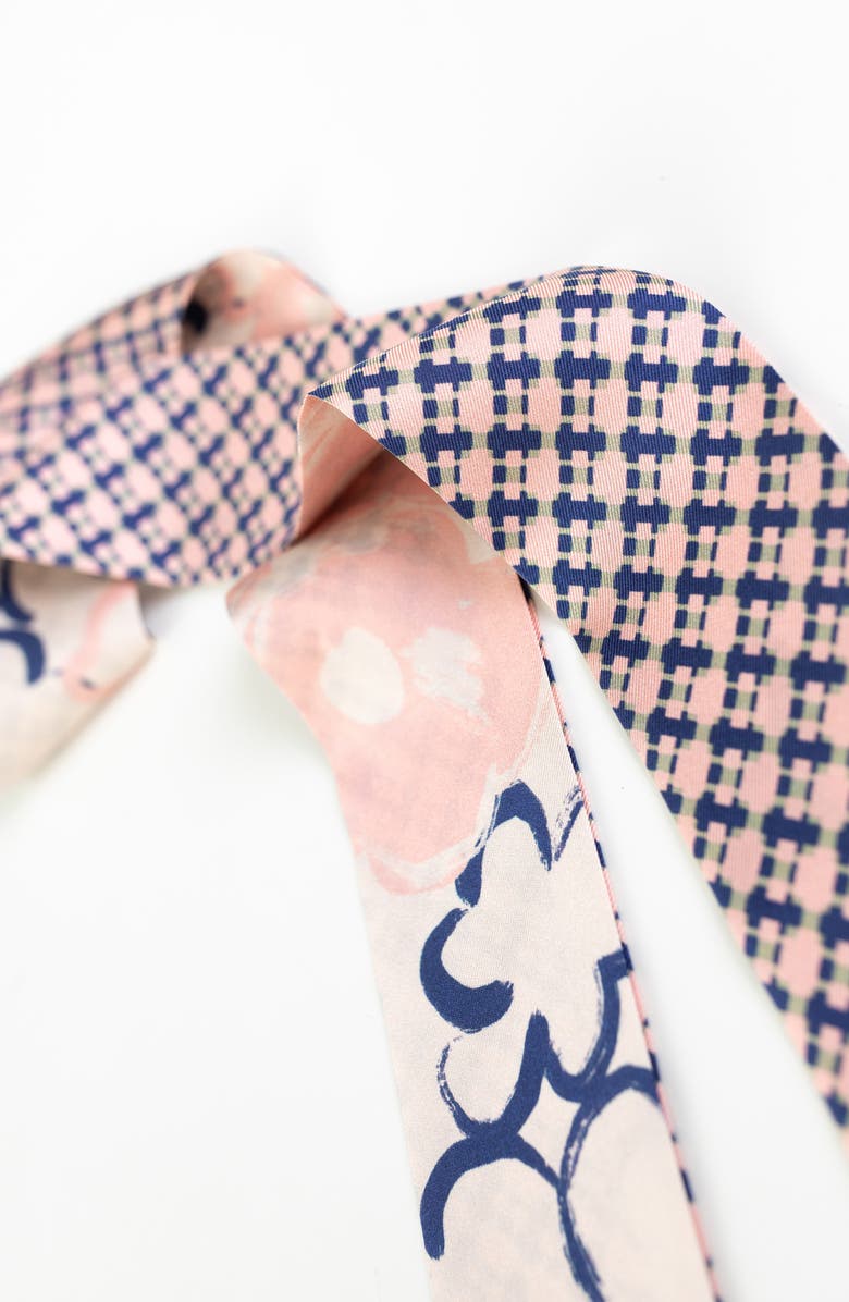 Lost Pattern Floral Houndstooth Skinny Silk Scarf, Alternate, color, 