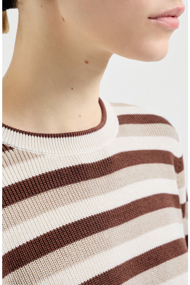 Cotton striped sweater, Alternate, color, Orange