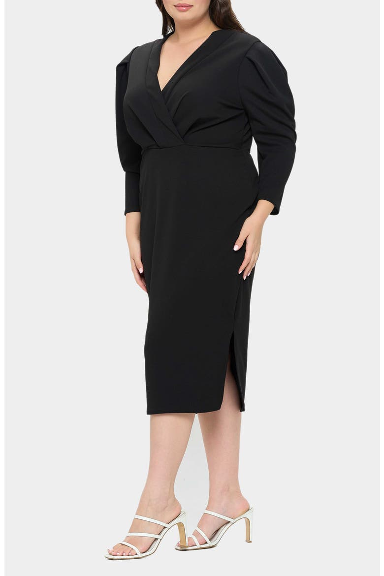 Boa Pleated Stretch Dress, Alternate, color, BLACK