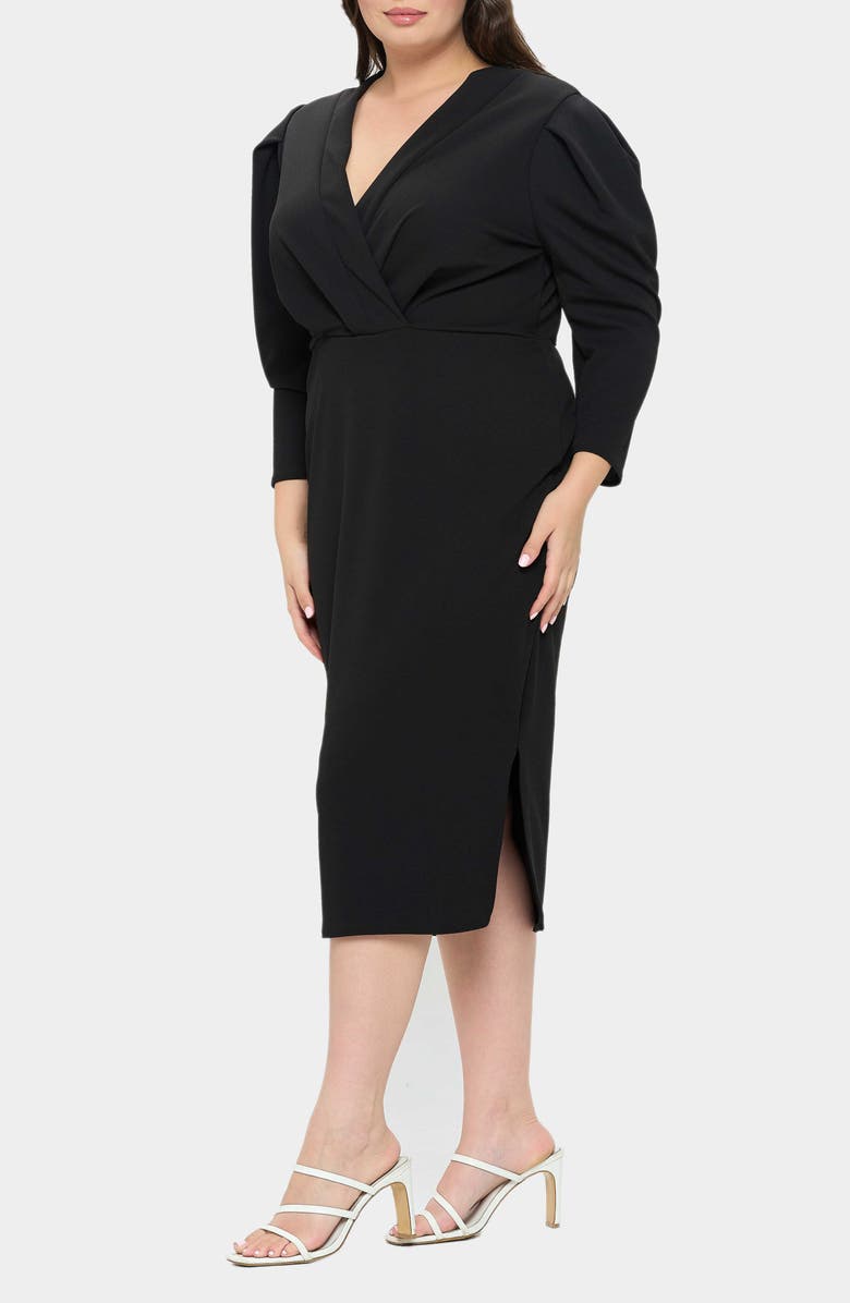 L I V D Boa Pleated Stretch Dress, Alternate, color, Black