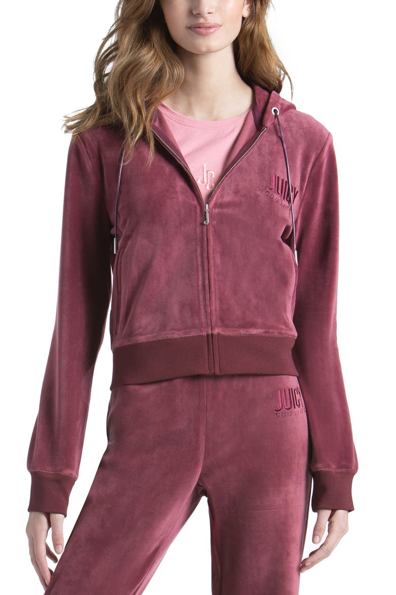 Classic Logo Velour Hoodie, Main, color, WINE