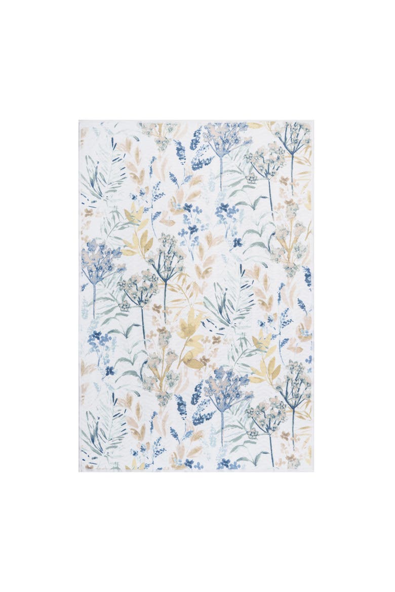 Freesia Floral Spring Watercolor 100% Cotton Printed Dishtowel, Alternate, color, Blue