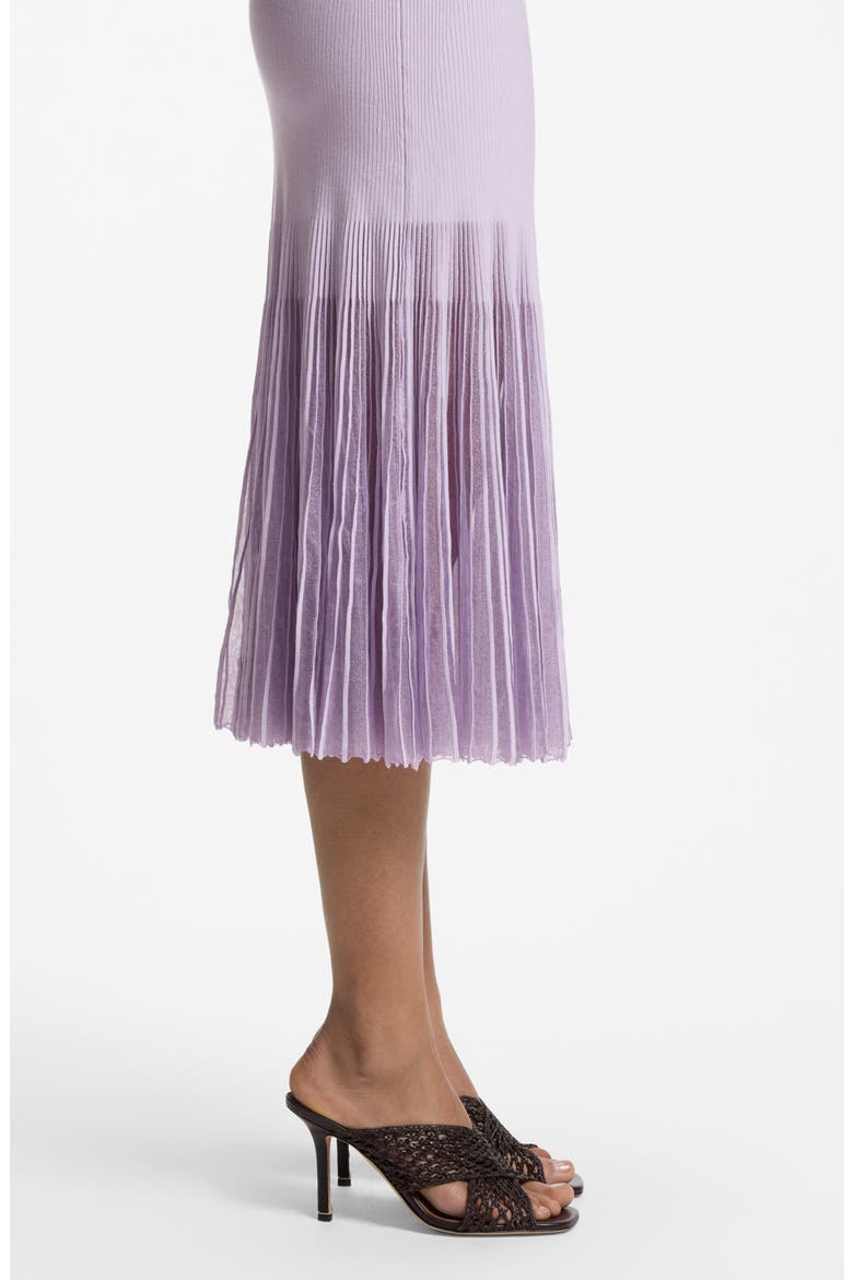 Floe Mixed Media Pleat Midi Dress, Alternate, color, LAVENDAR TIDE