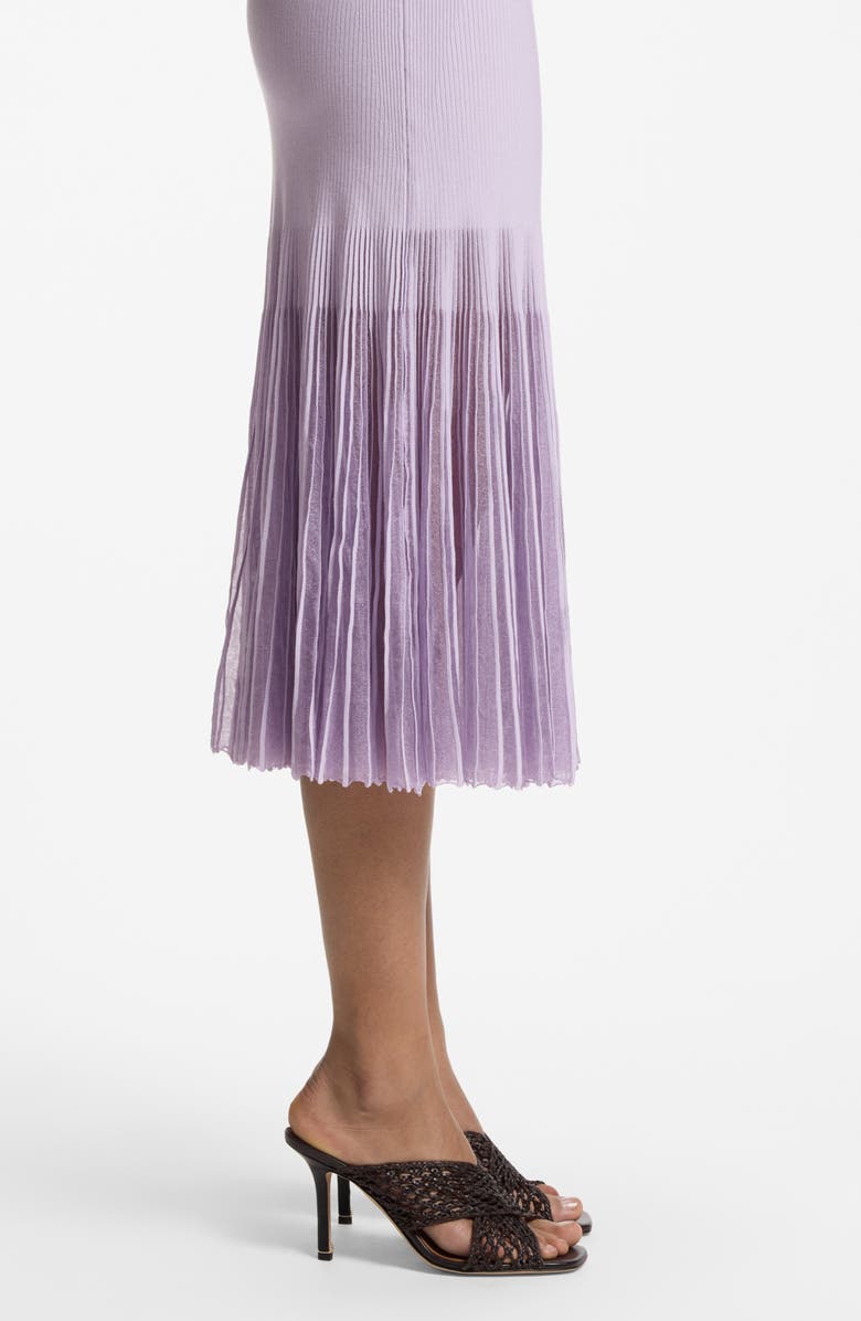 BOSS Floe Mixed Media Pleat Midi Dress, Alternate, color, Lavendar Tide
