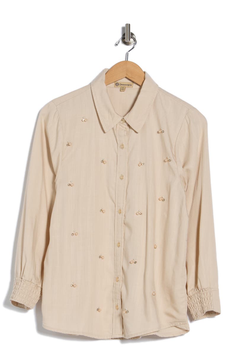 Democracy Long Sleeve Button-Up Shirt, Alternate, color, Macadamia