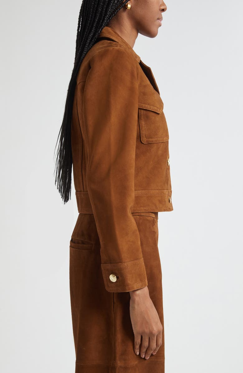 ST. JOHN Authentic Suede Jacket, Alternate, color, Toffee