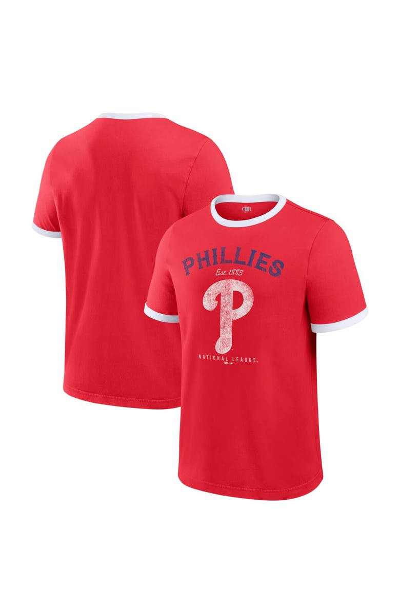 Darius Rucker Collection by Fanatics Men's Darius Rucker Collection by Fanatics Red Philadelphia Phillies Washed Ringer T-Shirt, Main, color, Red