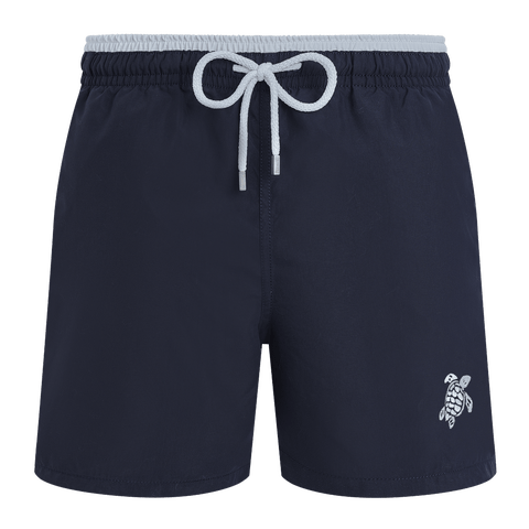 Men's Solid Bicolor Length Swim Trunks