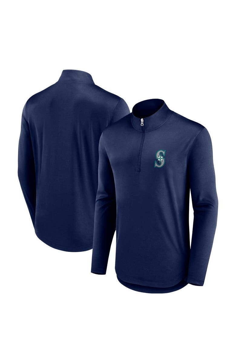 FANATICS Men's Fanatics Branded Navy Seattle Mariners Quarterback Quarter-Zip Top, Alternate, color, Navy