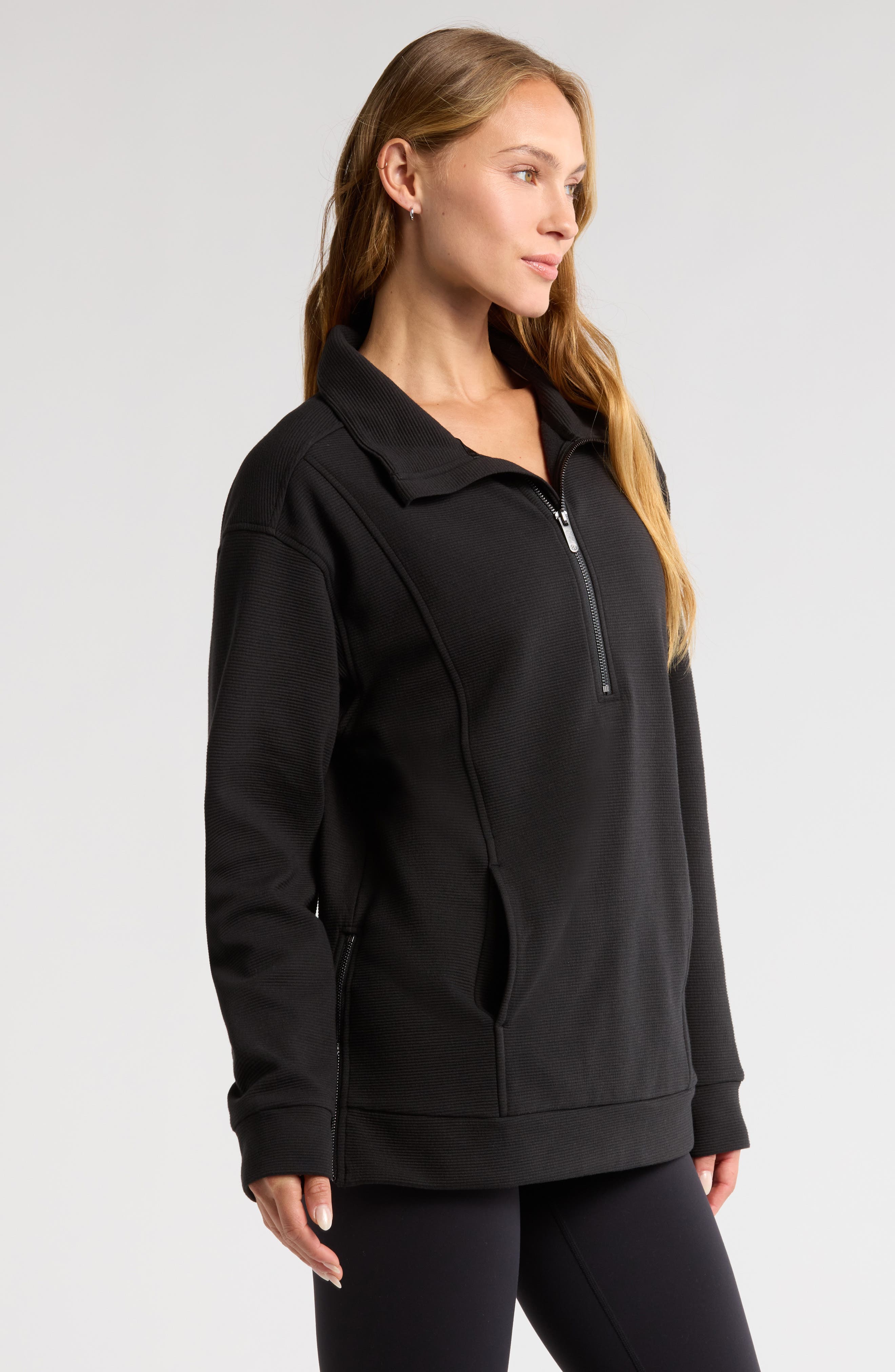 Zella Half Zip Fleece Ottoman Pullover (Women) | Nordstrom