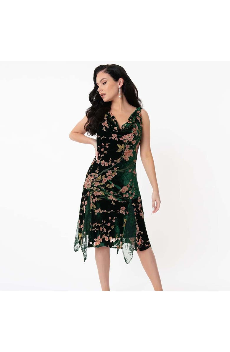 Unique Vintage 1920s Hemingway Flapper Dress, Main, color, Emerald Velvet