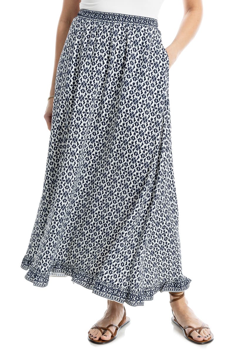 MAX STUDIO Printed Maxi Skirt, Main, color, Blue