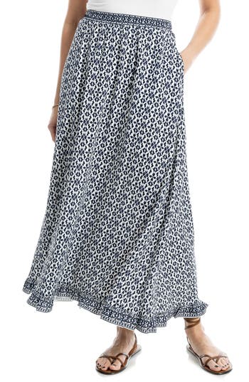 Max Studio Printed Maxi Skirt In Blue
