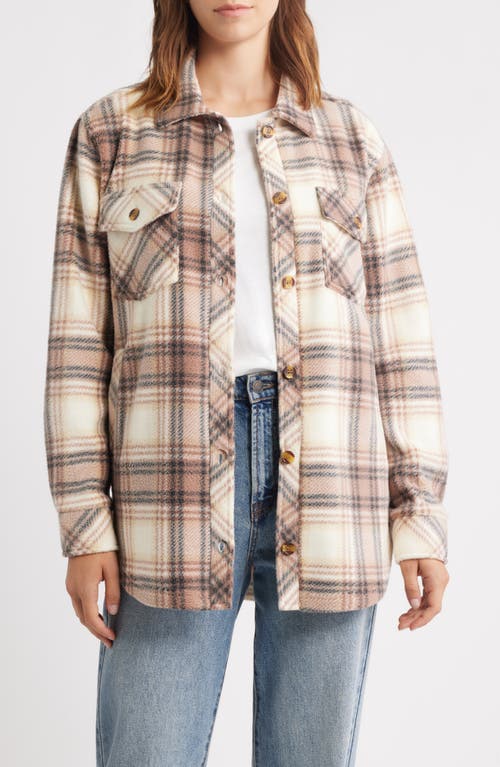 Thread & Supply Plaid Polar Fleece Shacket In Neutral