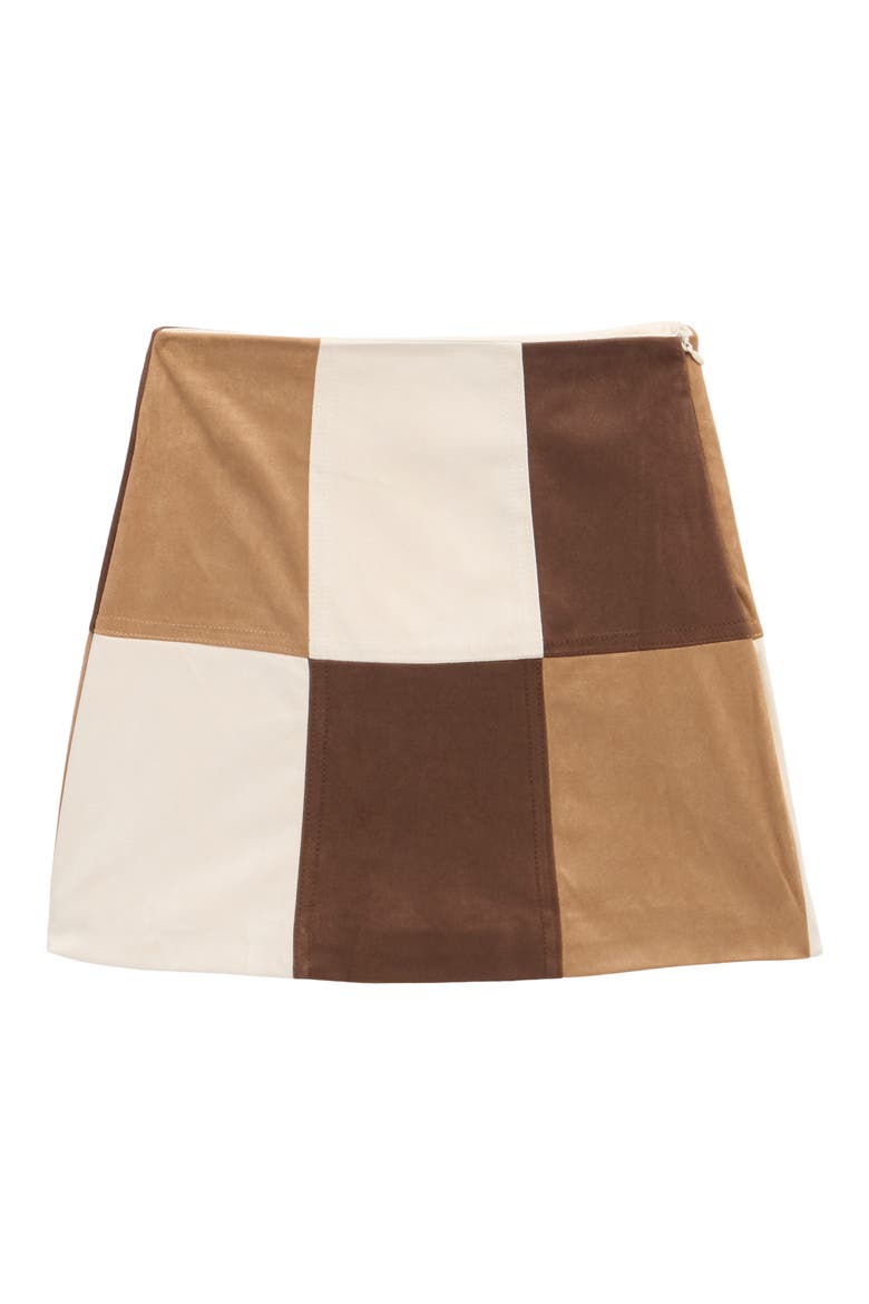 Kids' Colorblock Faux Suede Skirt, Main, color, BROWN