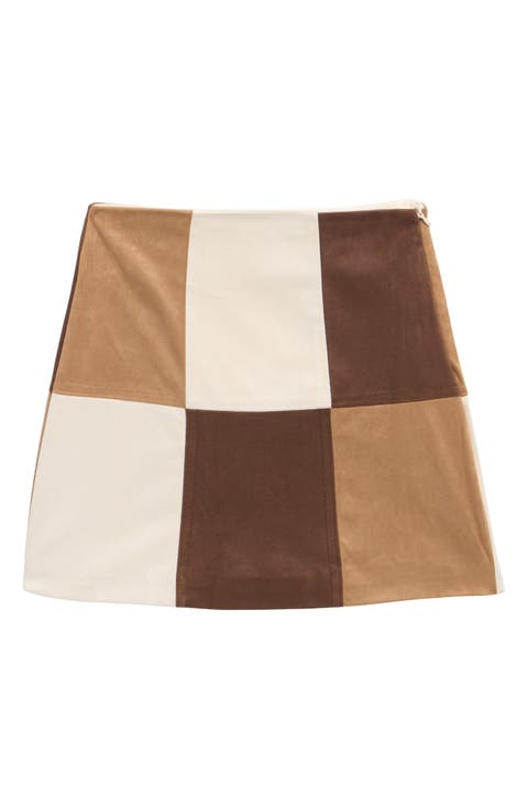 Kids' Colorblock Faux Suede Skirt