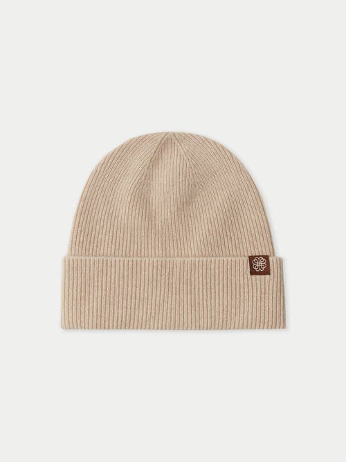 Gobi Cashmere Cashmere Rib Knit Beanie In Sand
