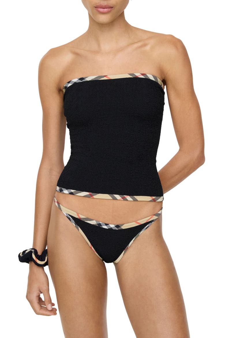 Devyn 2-in-1 Swim Skirt/Tube Top & Matching Scrunchie Set, Alternate, color, BLACK
