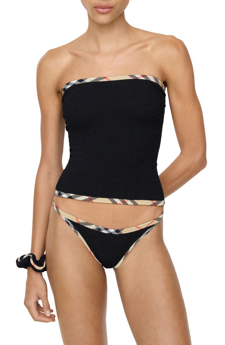 Burberry x Hunza G Devyn 2-in-1 Swim Skirt/Tube Top & Matching Scrunchie Set, Alternate, color, Black
