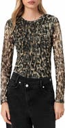 AllSaints Ellie Floral Long Sleeve Mesh T-Shirt