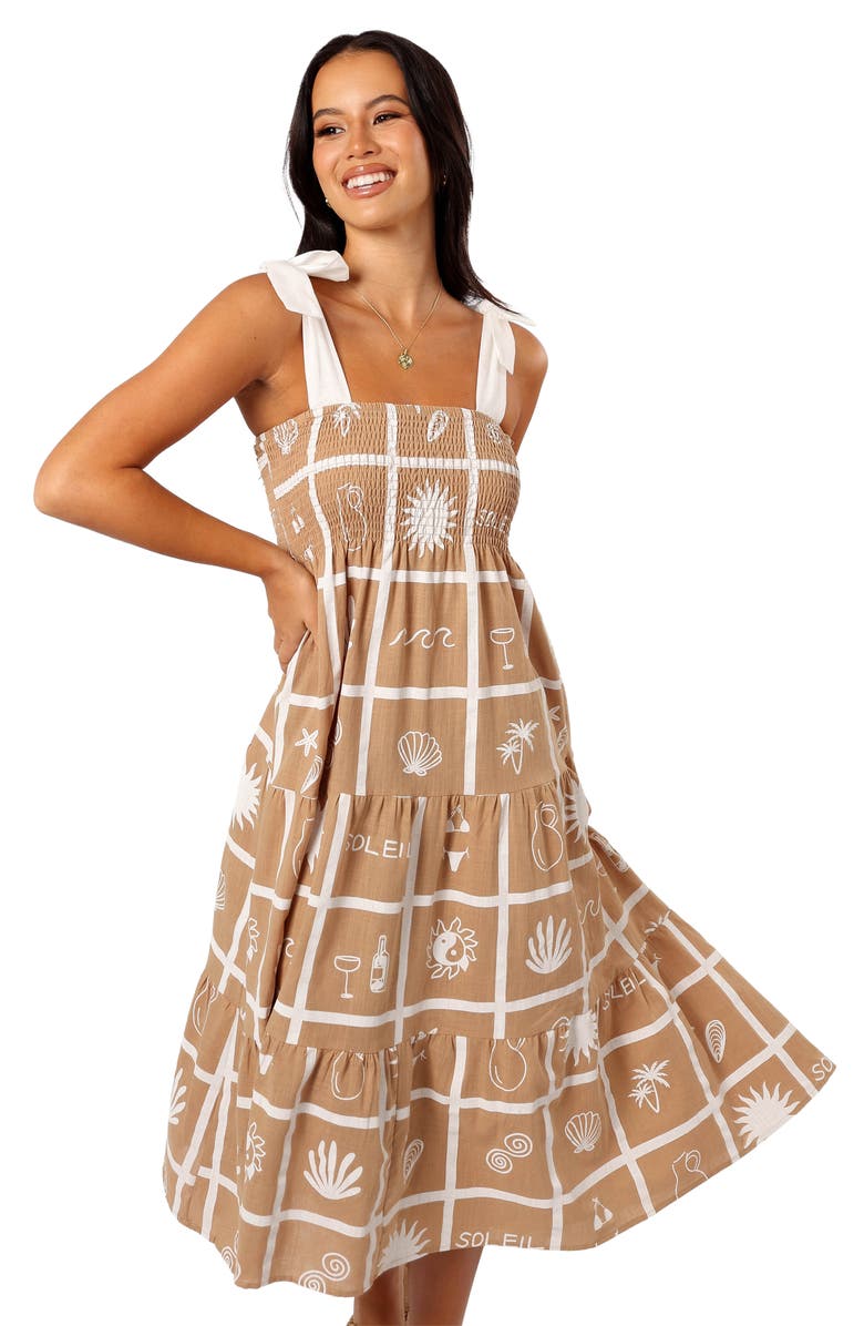 Petal & Pup Sarelle Smocked Tie Strap Midi Sundress, Alternate, color, 