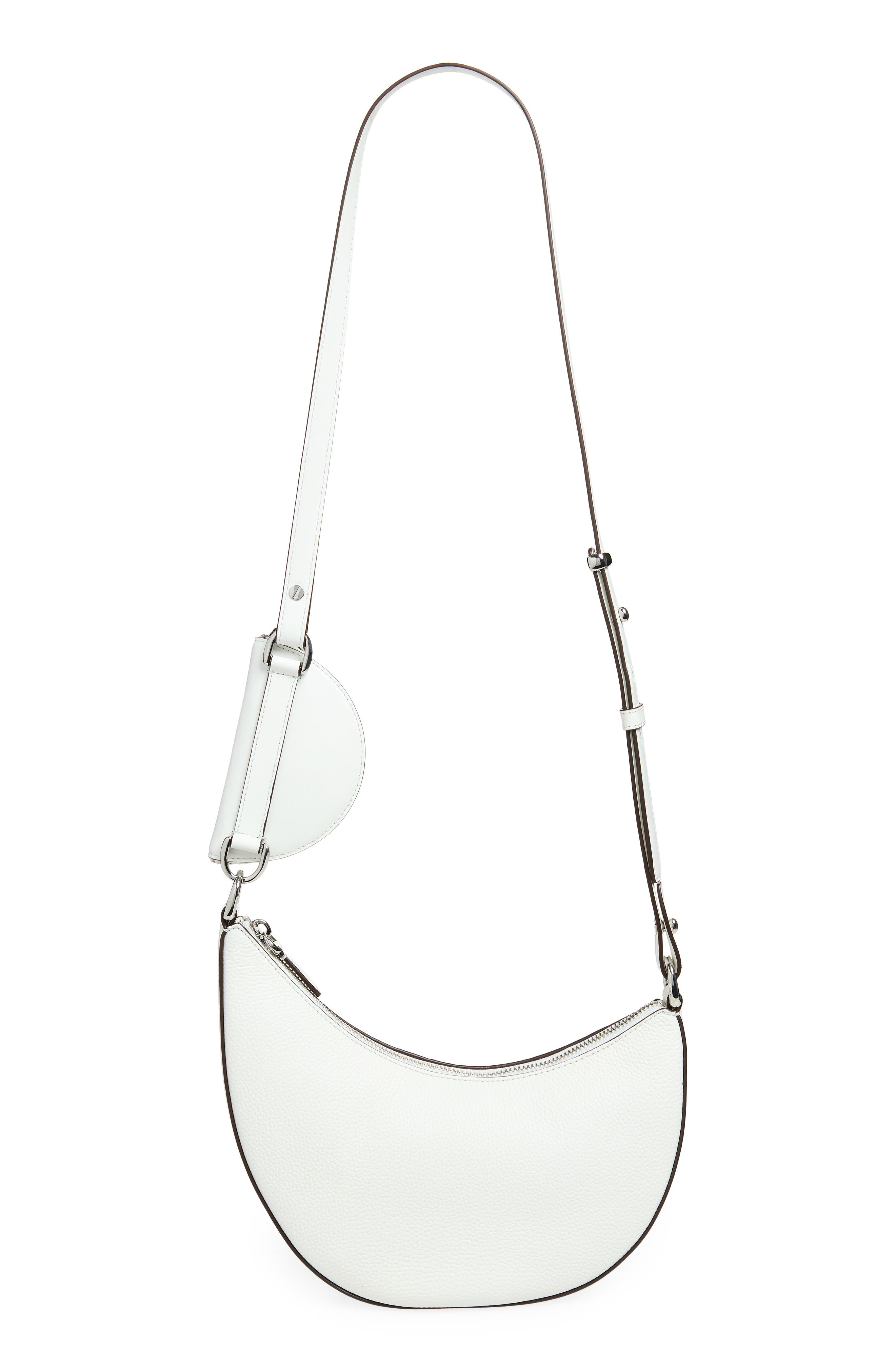 duo pebble leather crossbody bag, Alternate, color, TRUE WHITE