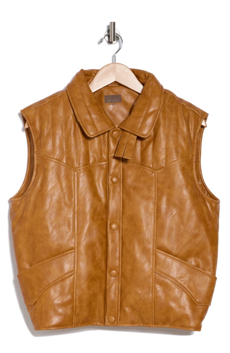 MOTHER The Huff & Puff Faux Leather Vest, Alternate, color, 