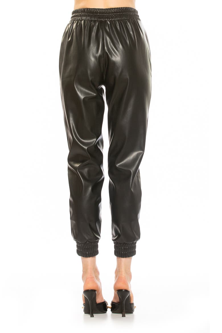 Axel Faux Leather Joggers, Alternate, color, BLACK