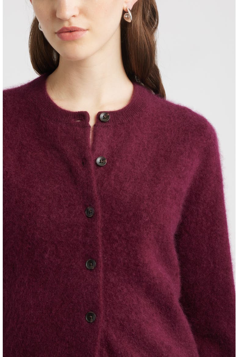 Brushed Cashmere Cardigan, Alternate, color, BURGUNDY FIELD