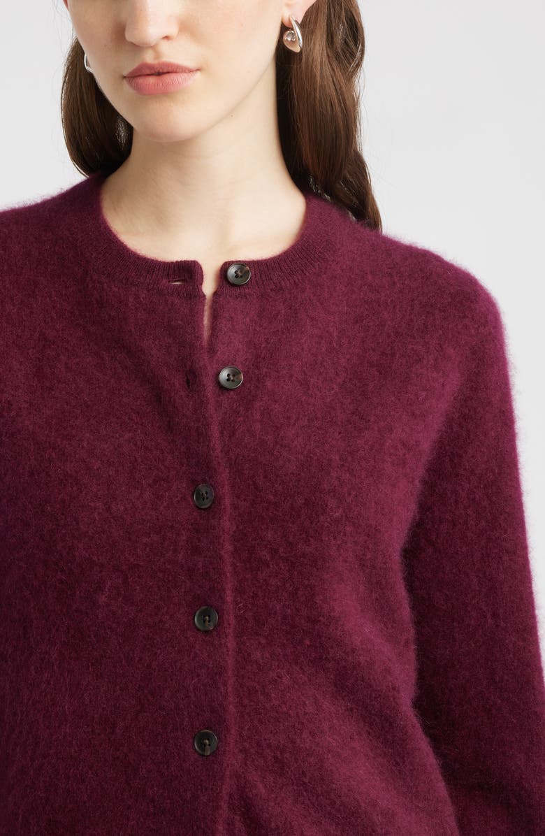 Nordstrom Brushed Cashmere Cardigan, Alternate, color, Burgundy Field