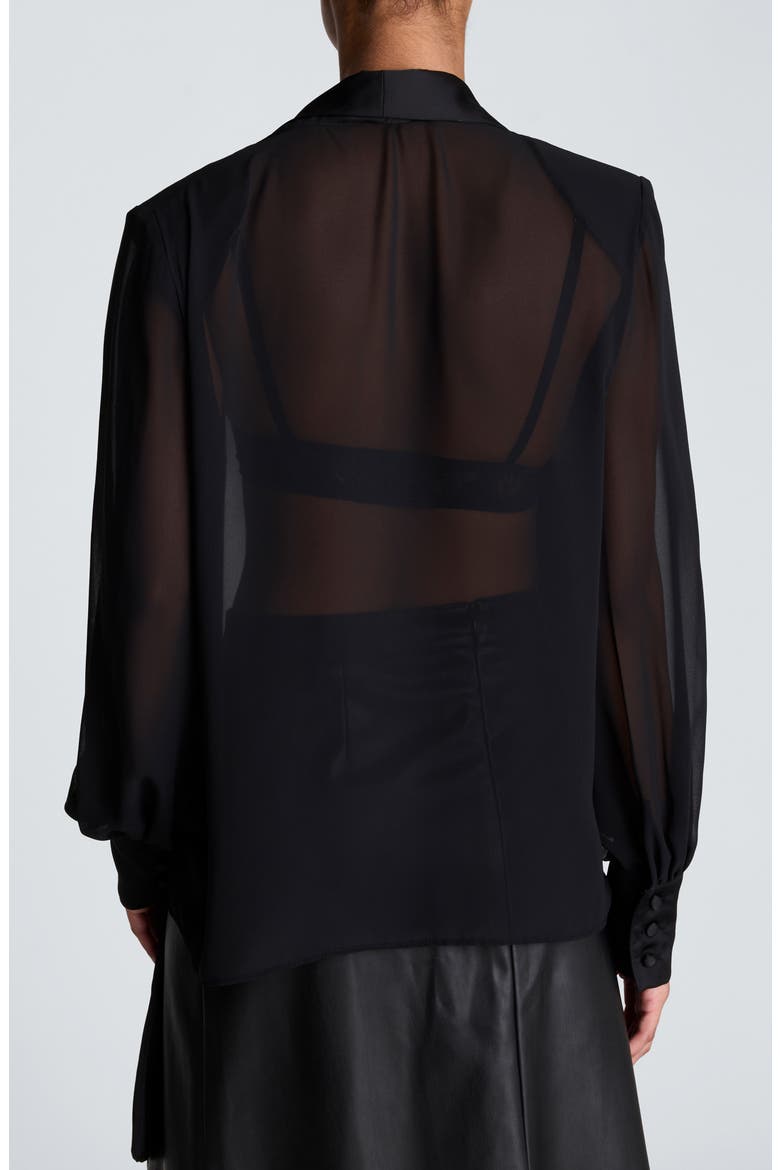 Tie Neck Chiffon Top, Alternate, color, BLACK