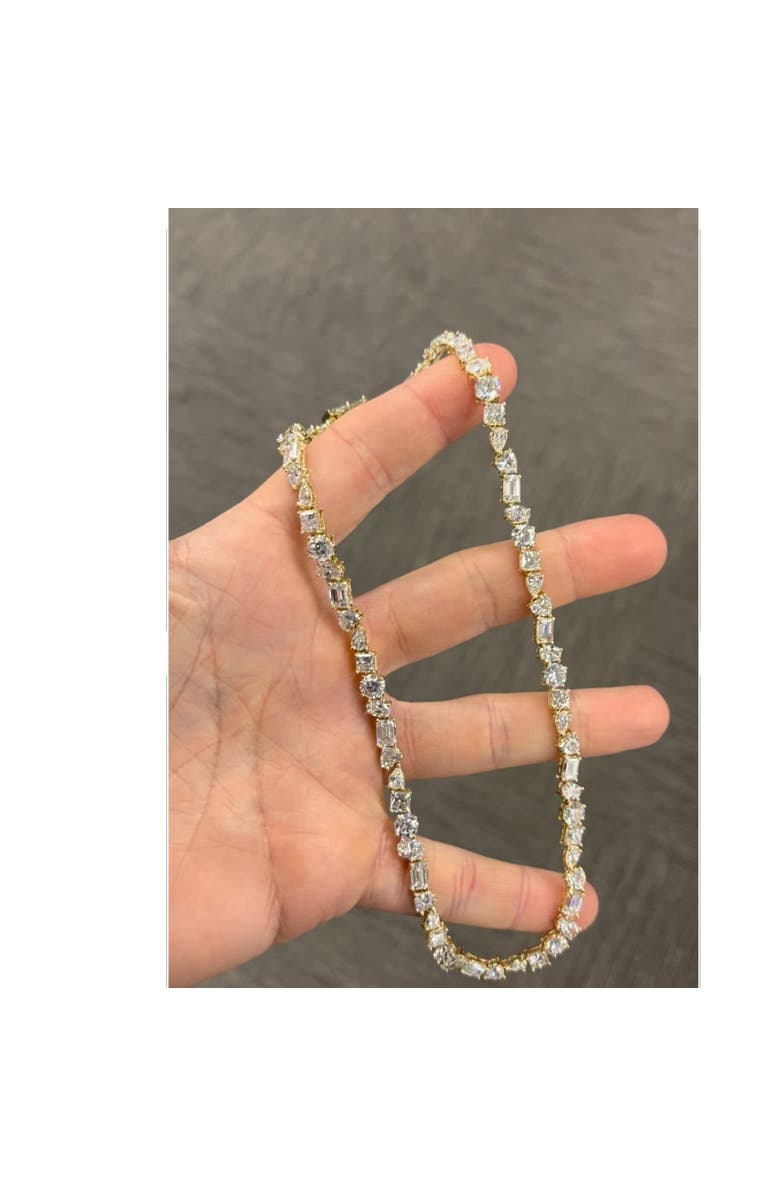 Bliss Diamond 45Ct Fancy Diamond Multi Shape Tennis Necklace 14k Gold Lab Grown, Alternate, color, 14K Yellow Gold