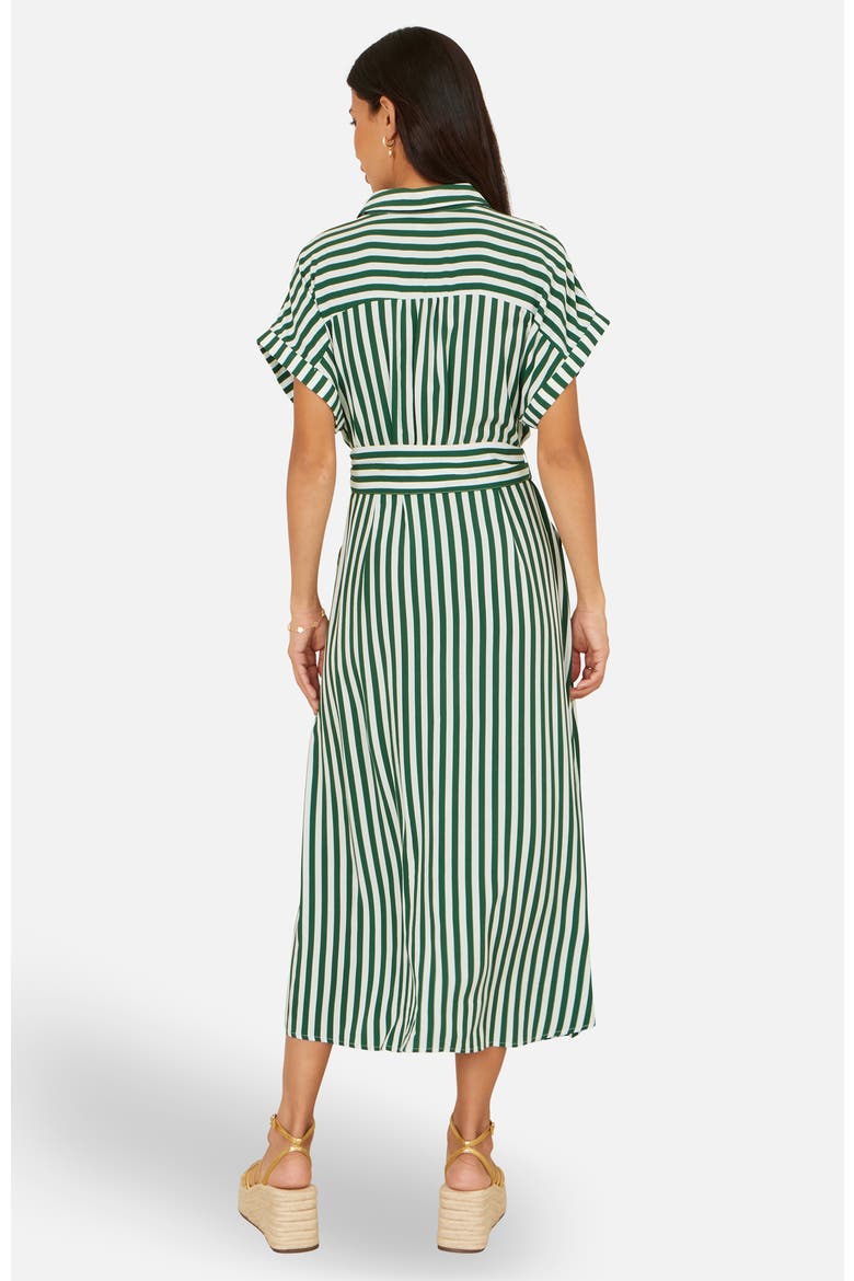 Stripe Print Belted Midi Shirt Dress, Alternate, color, Green
